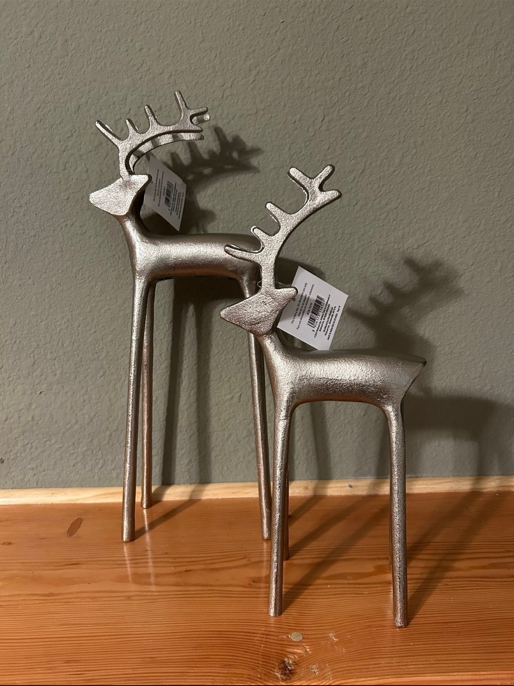 NWT Holiday Time Silver Reindeer Figurine Set - Modern Holiday Decor